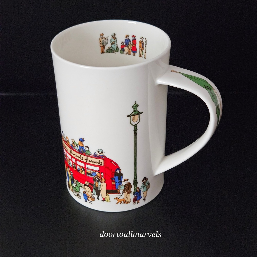 Vintage Harrods Knightsbridge Bone China Mug England London Double Decker Bus